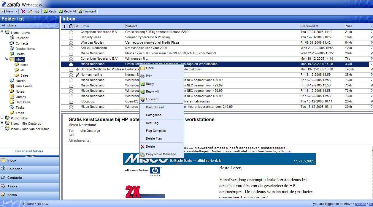 explore zarafa webaccess for efficient email management and engaging promotional content.