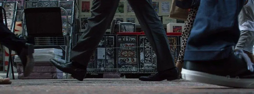 diverse footwear in a bustling urban scene, showcasing style and energy in motion.