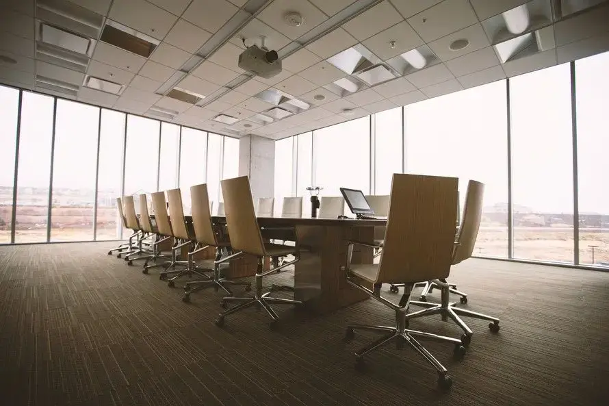 Bright modern conference room designed for collaboration and productive meetings with ergonomic seating.