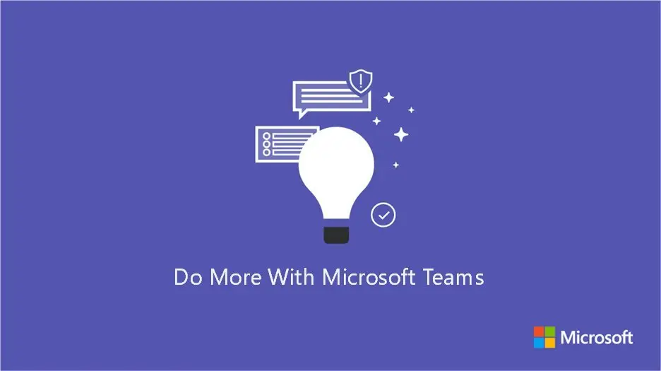 Light bulb symbolizing innovation with call to action for Microsoft Teams collaborative features.