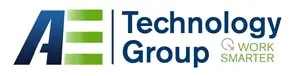 AE Technology Group logo showcasing innovation with a modern design and the slogan WORK SMARTER.